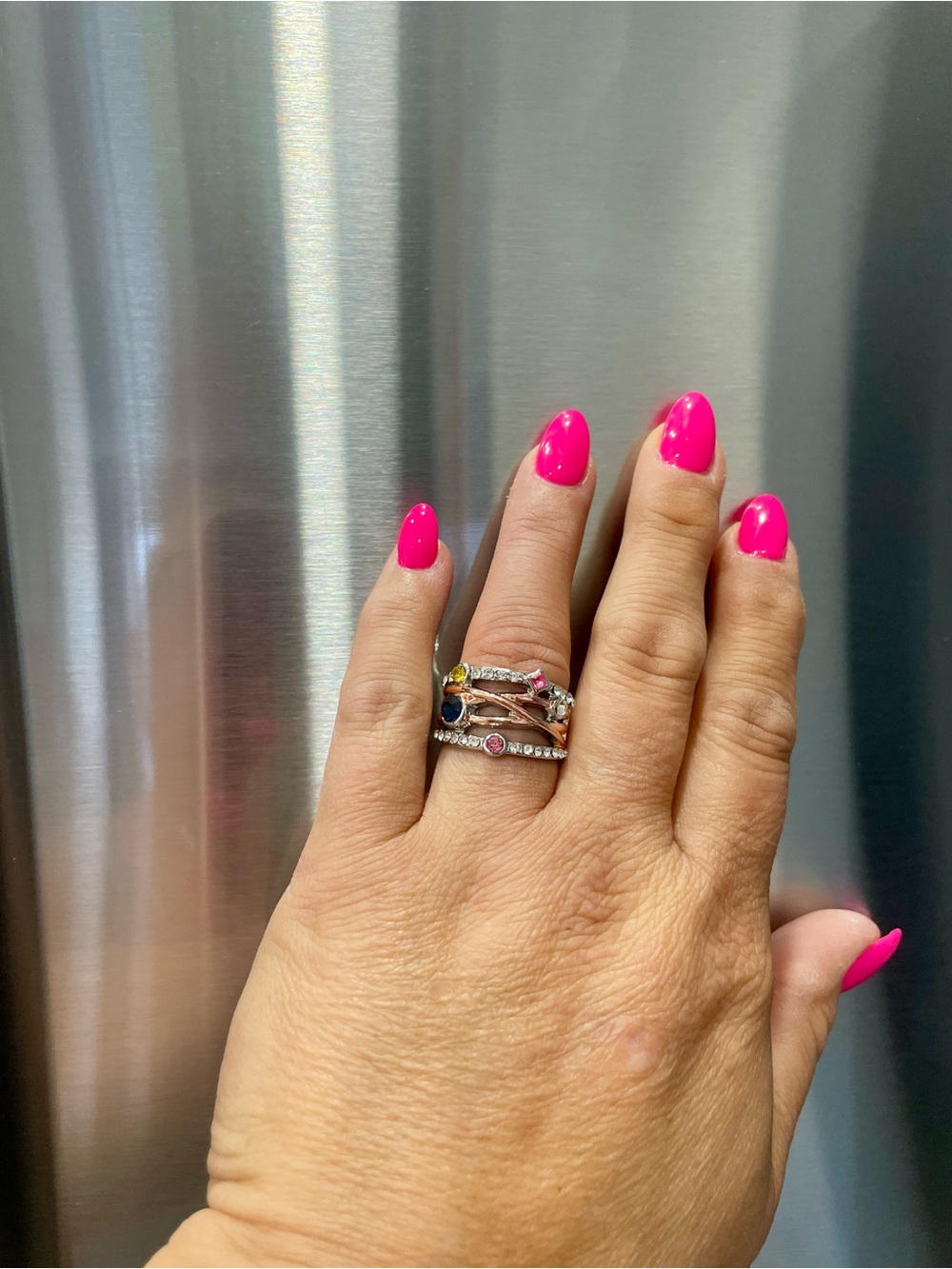 Multi-Color Crystal Stackable Ring, Size 7 - Picture 4 of 6